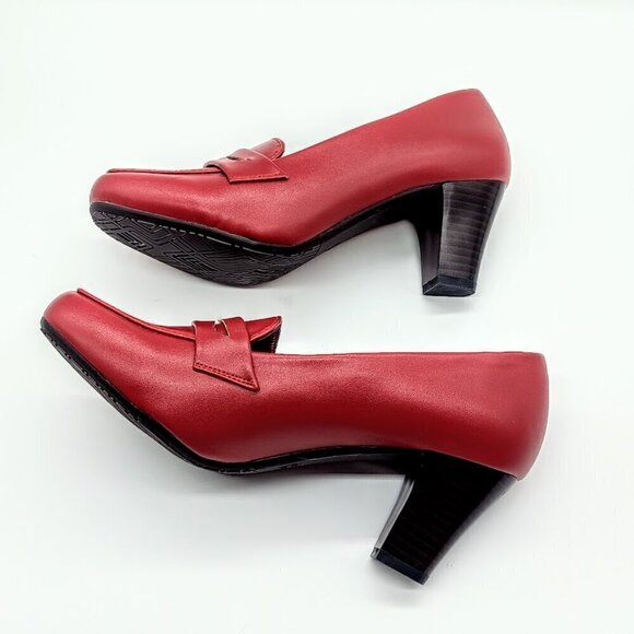 Rinnati Karen Red Stacked Heel Pumps - Size 5.5 - Picture 8 of 10